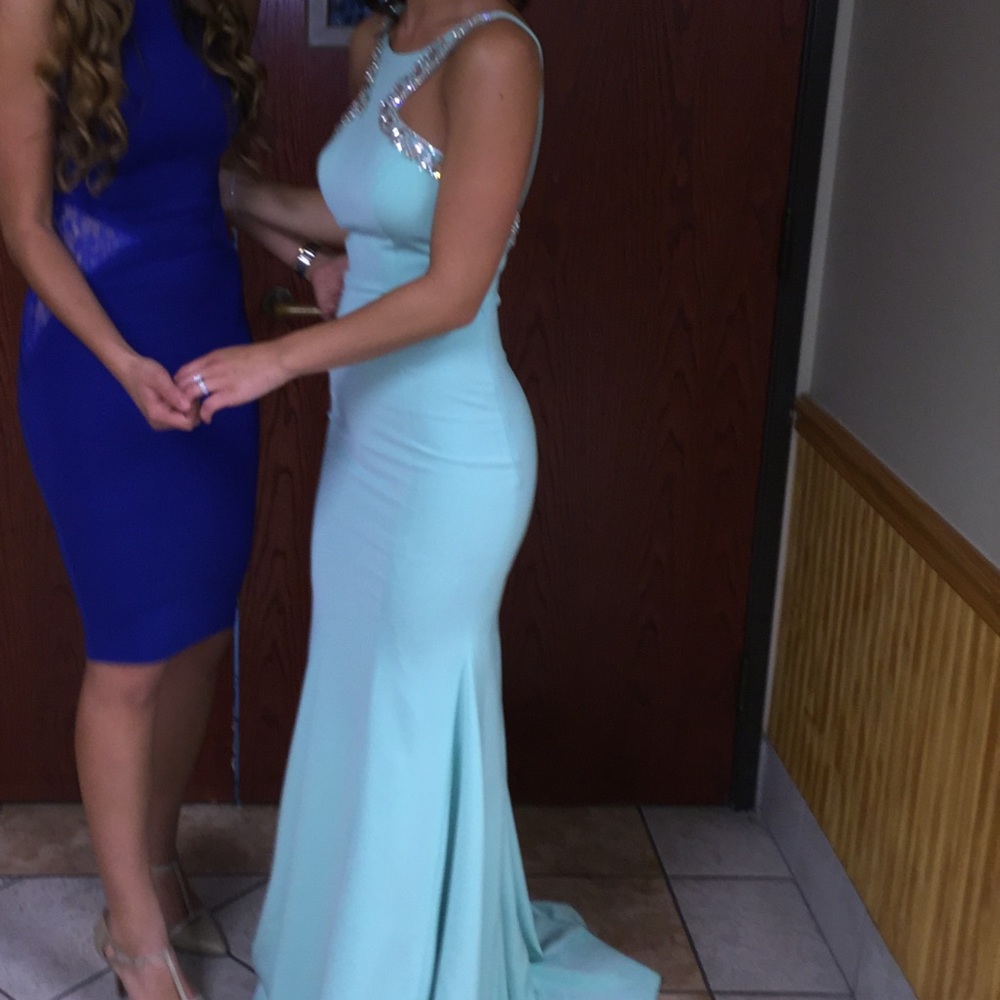 Mint Green Beaded Mermaid Gown HOMECOMING - Picture 7 of 8